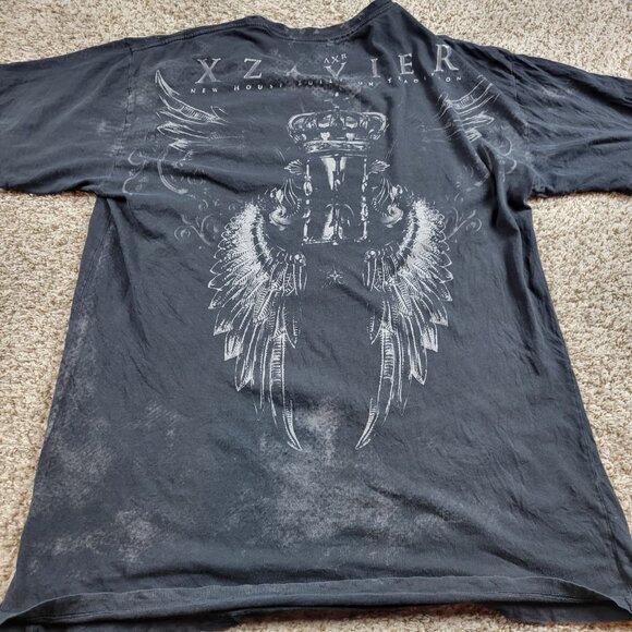 Xzavier T-shirt Mens XL Black Royalty 2-Sided Short Sleeve Graphic V Neck Holes* - Picture 8 of 9
